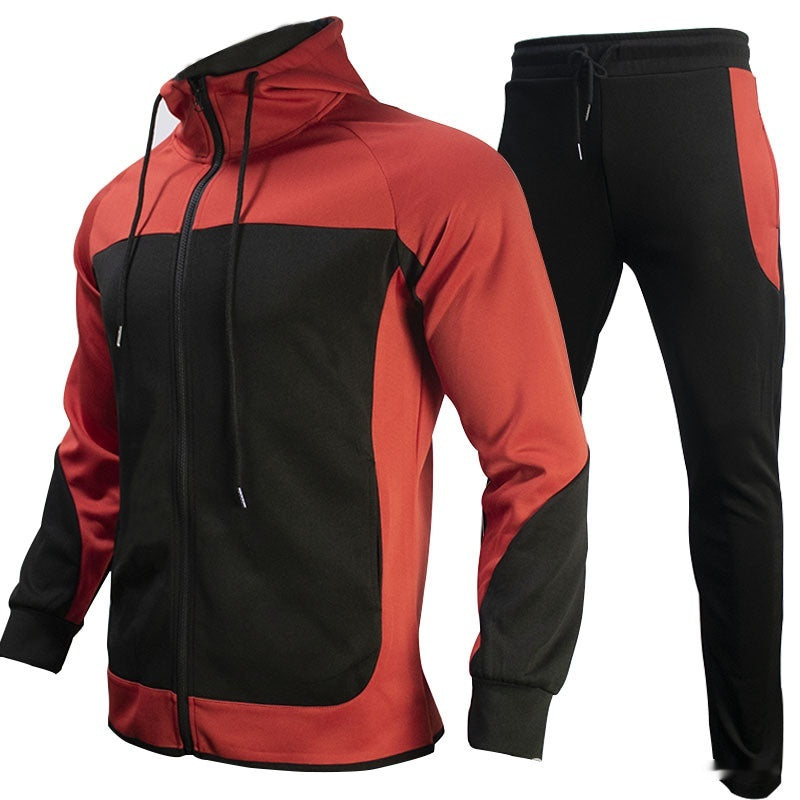 Mode homme Trendy Marque Contraste Couleur Sweatshirt Pantalons Ensemble deux pièces