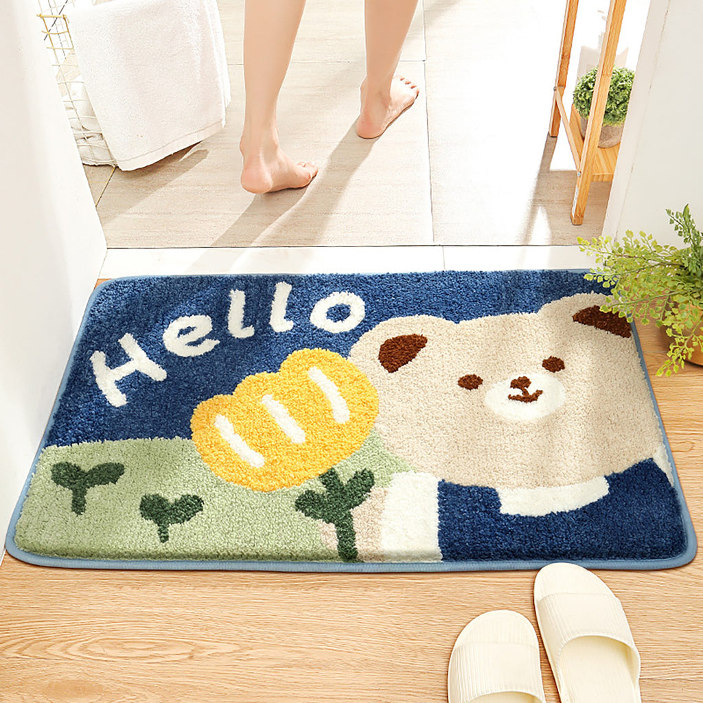 Flocked Home Doormat Salle de bain Rug Absorbent Mat antidérapant Chambre à pied Pad