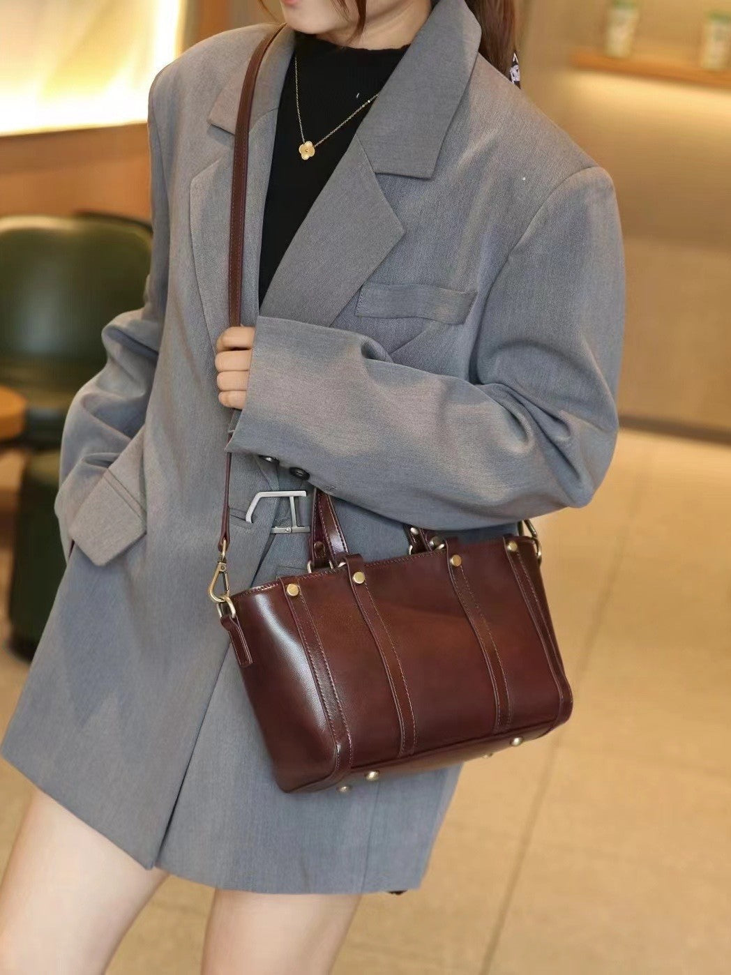 Sacs en cuir de baidie pour femmes Sac à main personnalisable Première couche Cowhide grande capacité devrait