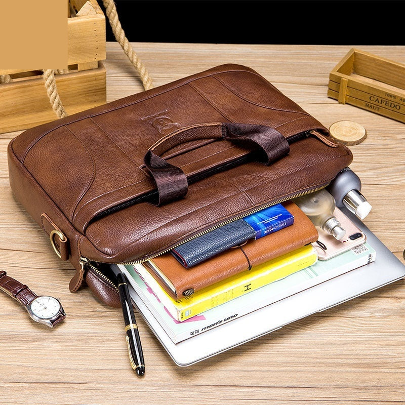 Sac à main pour hommes en cuir à grains entiers
