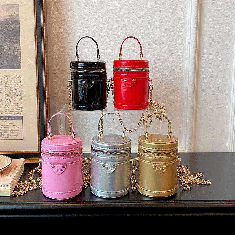 Cuir Mode Candy Couleur Sac à Bucket cylindrique