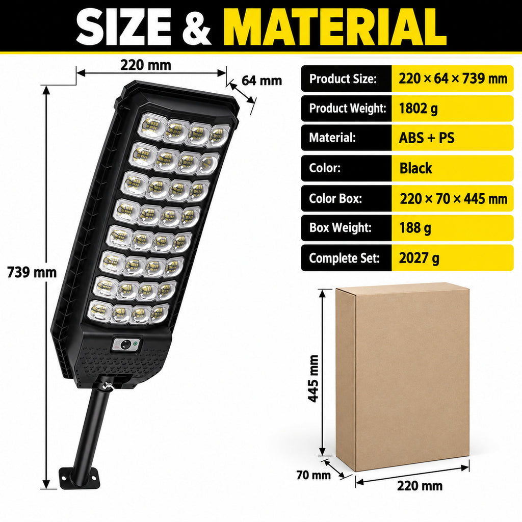 Solar Powered Motion Sensor Outdoor Light W7208 8 Noir pour Garden Yard Street Wall LED