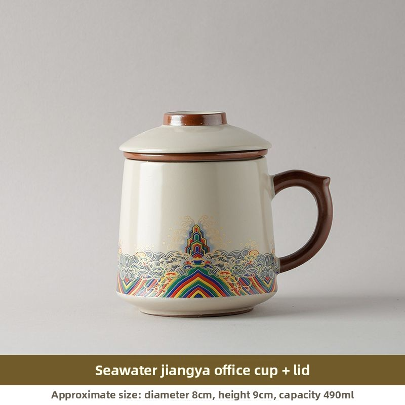 Chine-style grande capacité Ru Kiln Changement de couleur tasse de thé-séparer avec luge et filtre