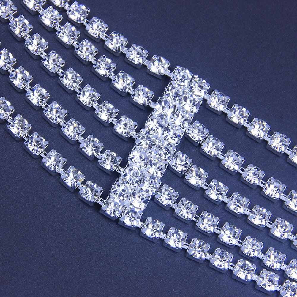 Flash Diamond Strass Elastic Headband Accessoires capillaires Cinq rangées de diamants