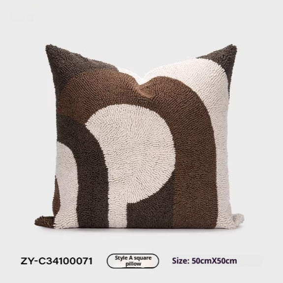 Oreiller retro beige-brun avec Coussin en lin de coton