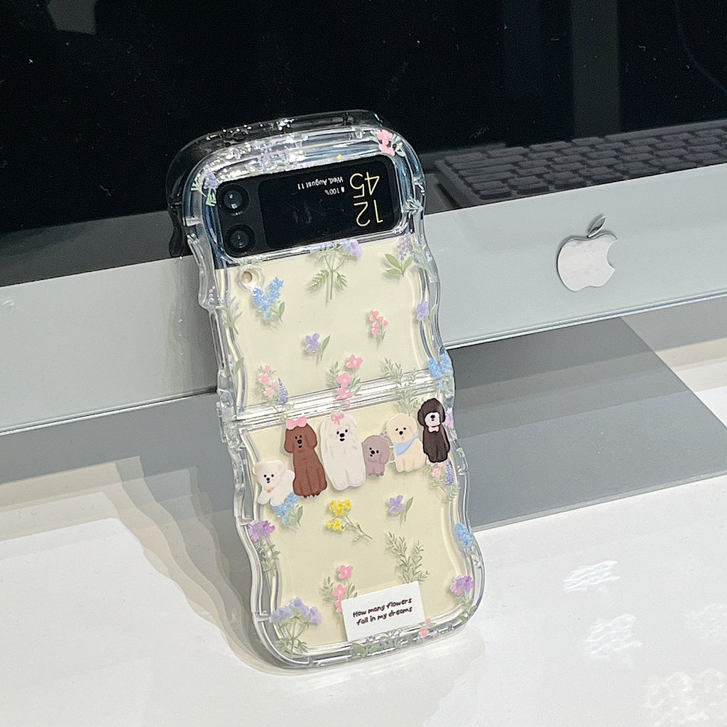 Dossier de téléphone pliant de chiot floral