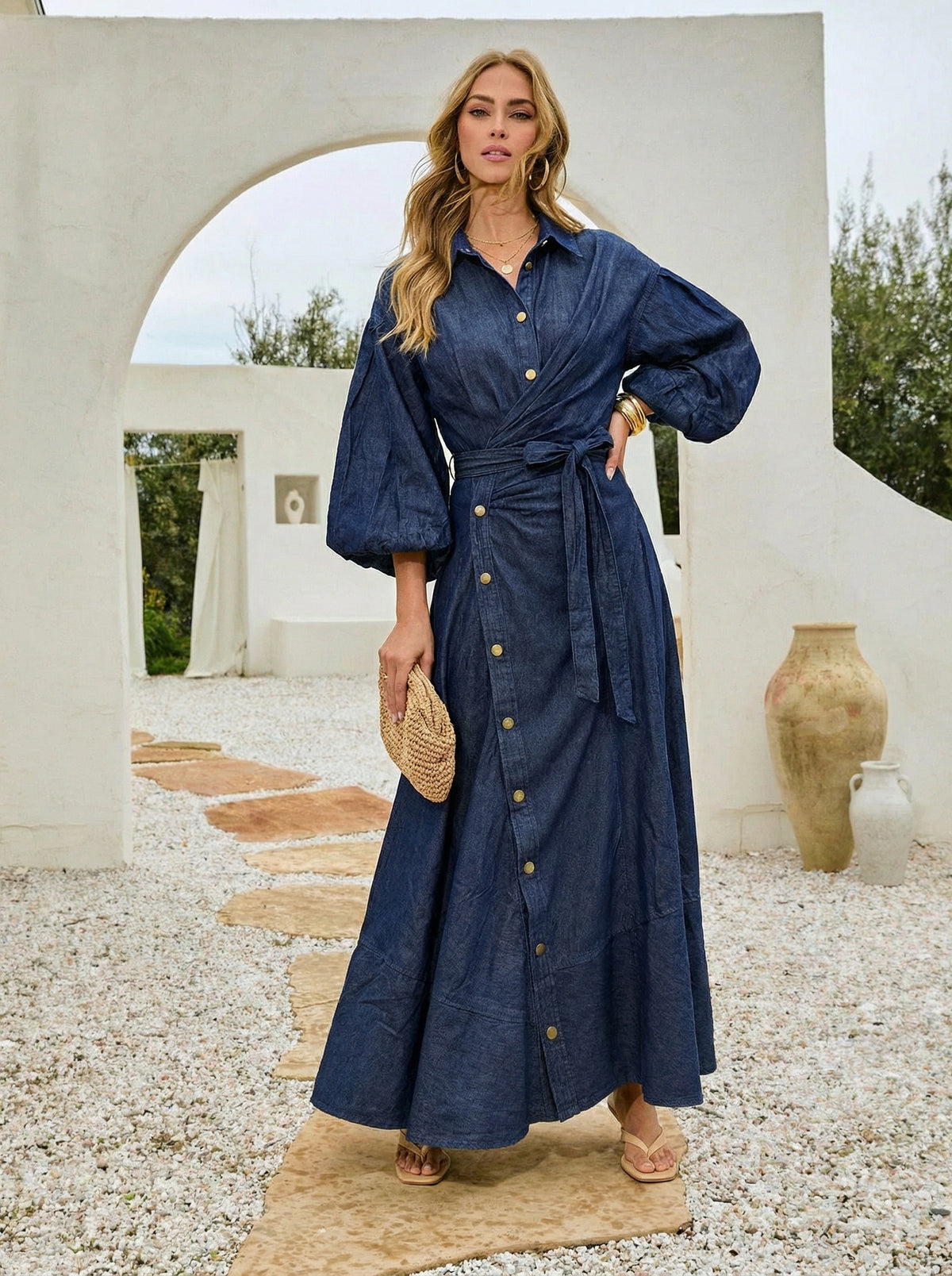 Robe à manches longues en dentelle pour femmes
