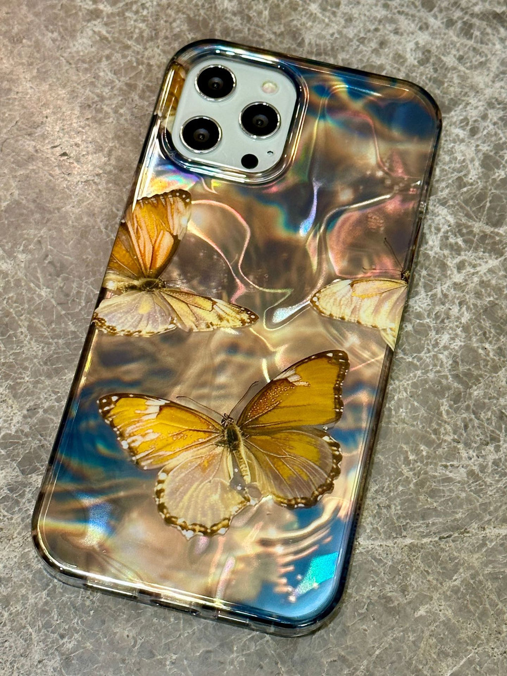 Cas de téléphone à papillon laser à rainure d'eau