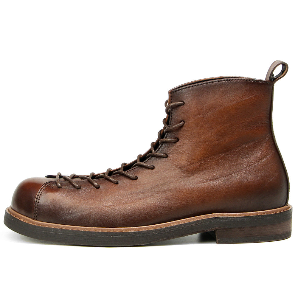 Homme Martin Bottes Amekaji travail véritable en cuir style vintage
