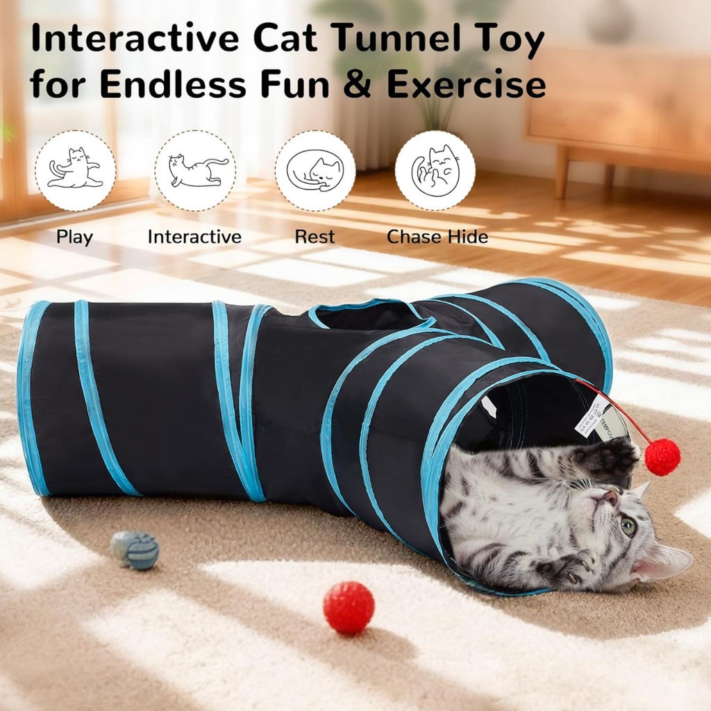 Jouets de tube de tunnel de chat animal de compagnie 3 voies collapsible