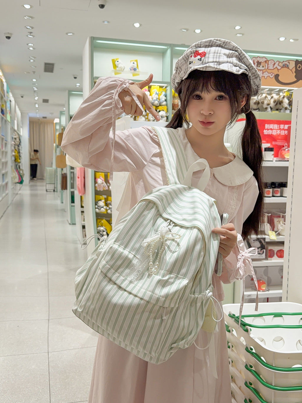 Preppy-style Casual Tote de toile rayée pour les femmes