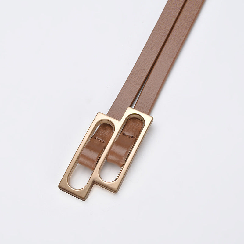 Ceinture en cuir casual rétro pour femmes avec double boucle