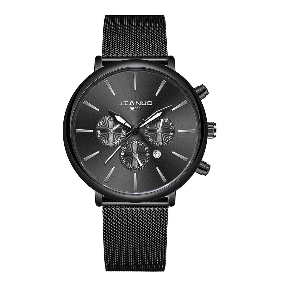 Hommes Mesh-band montre mode Quartz Montre avec calendrier adapté aux affaires Et