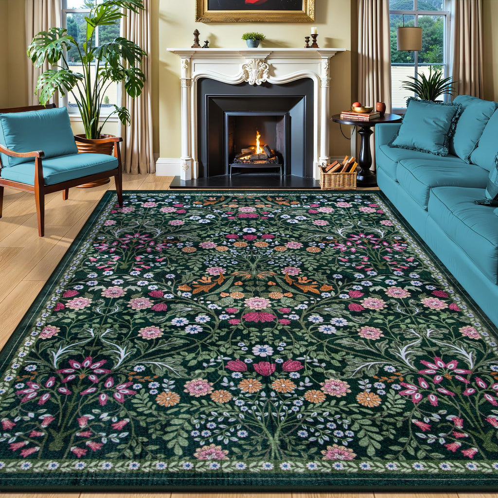 Rug vintage de style américain pour le salon non-dérapant et résistant aux taches