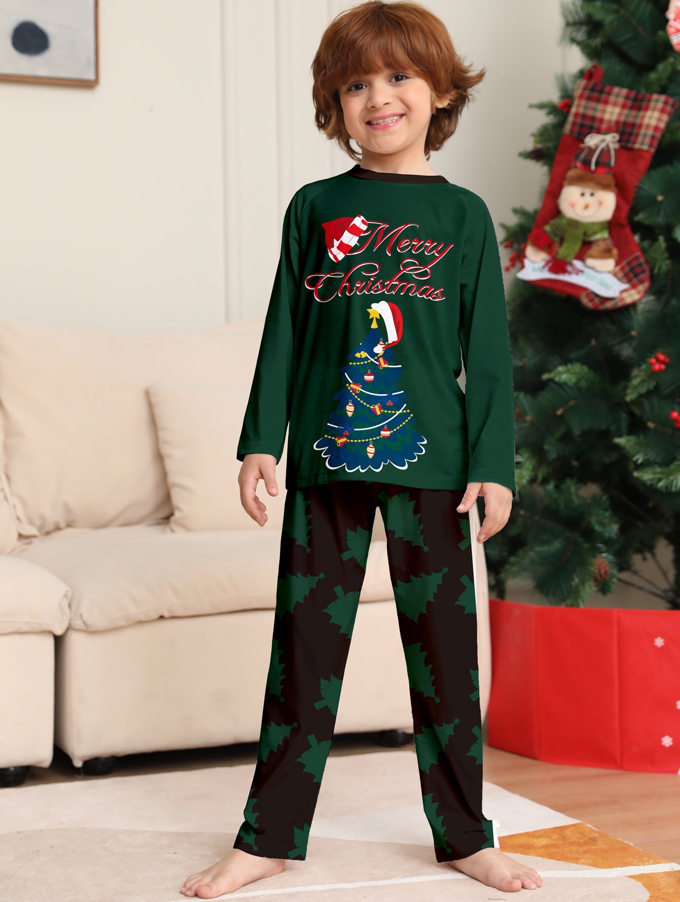 Pyjama à manches longues imprimé sapin de Noël