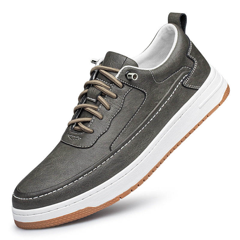 Cowhide homme Conseil Chaussures Bas épais Retro tendance plat couture faite à la main