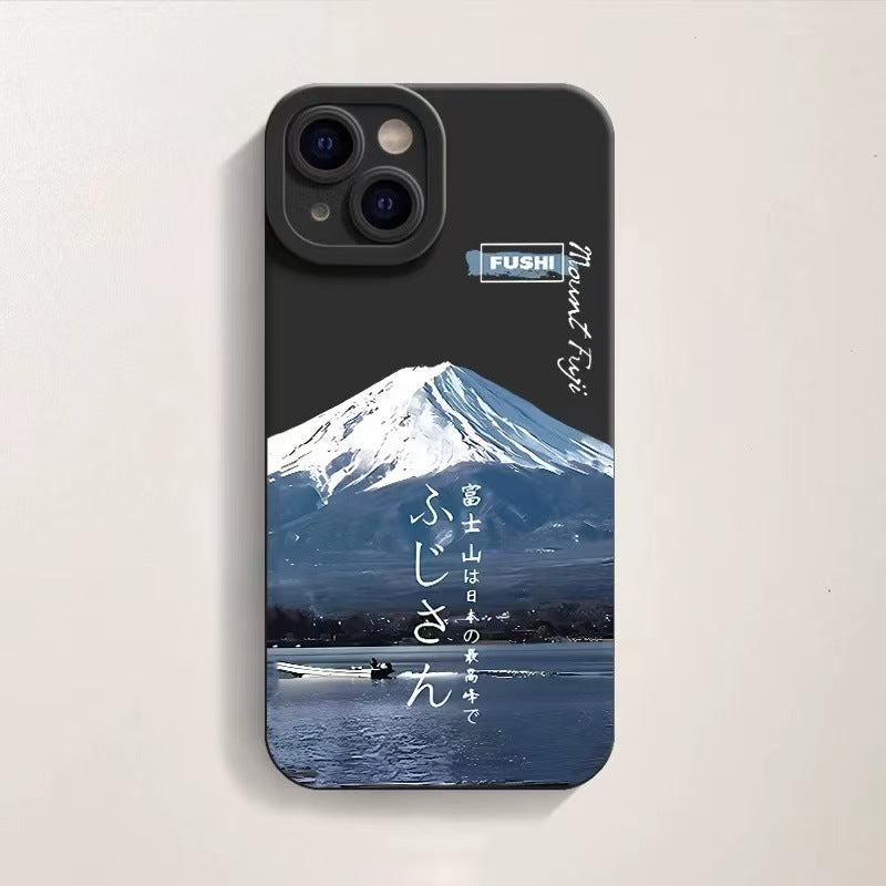 Boîtier de téléphone en silicone imprimé Fuji à monture créative et polyvalente