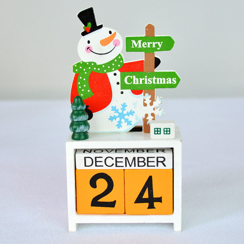 Décorations de Noël Calendrier de bureau en bois Petits ornements Calendrier de bureau Jouet pour enfants