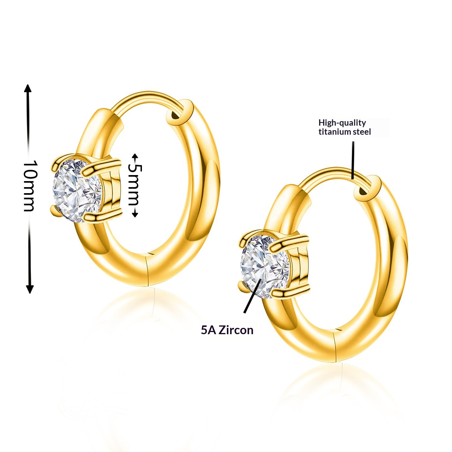 Boucles d'oreilles Zircon en acier de titane pour femmes