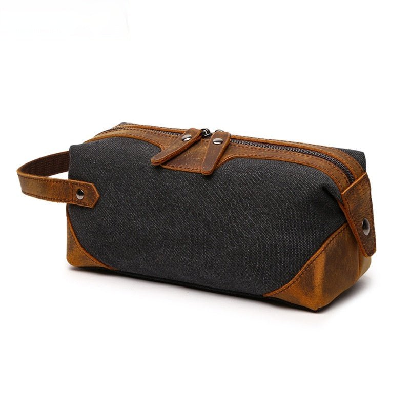 Toile et Crazy Horse Cuir Durable Sac de toilette portable