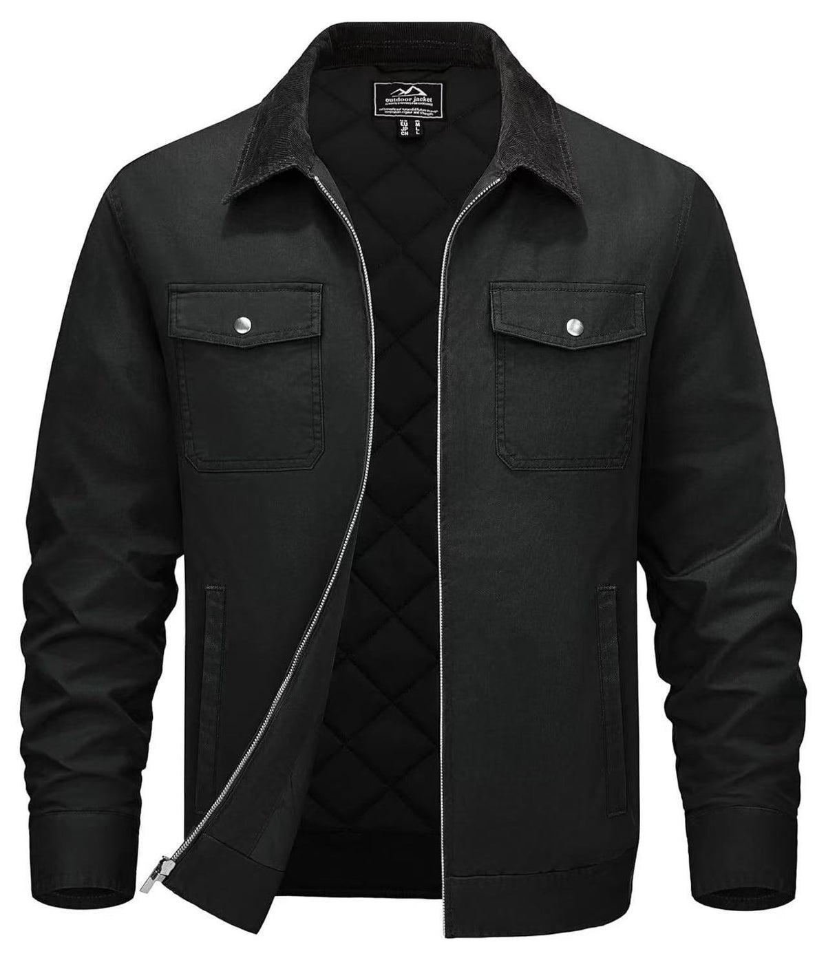 Vêtements en coton rembourrés pour hommes Col Polo à manches longues Couleur solide Chaud Loose Casual