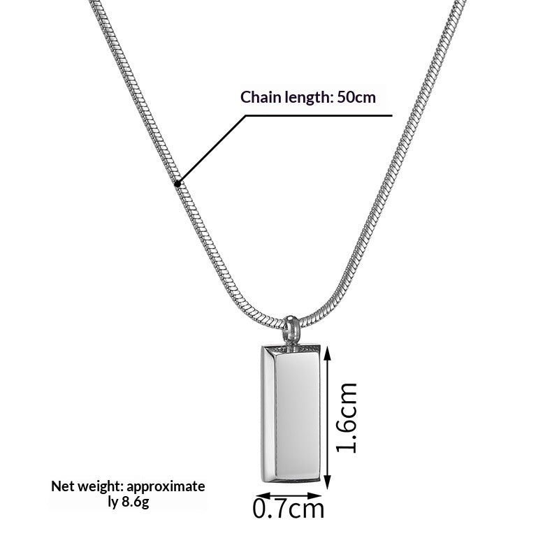 Collier pendentif carré minimaliste en acier inoxydable
