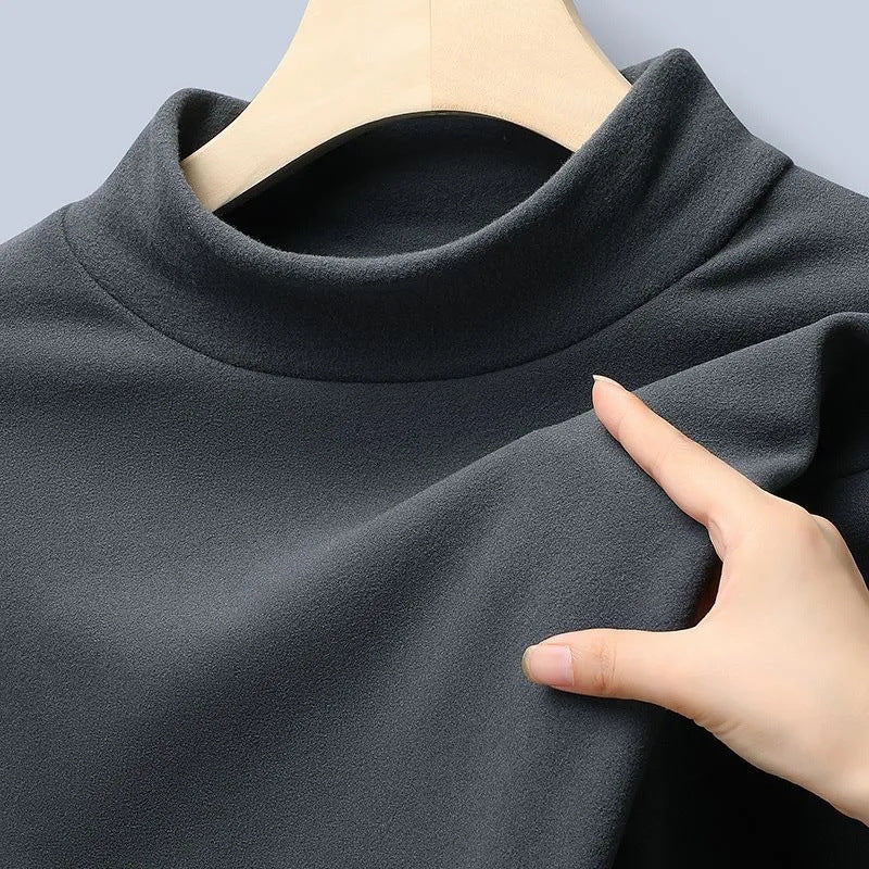 Sous-vêtements pour homme Demi-col tortue couleur unie T-shirt manches longues Vêtements d'automne