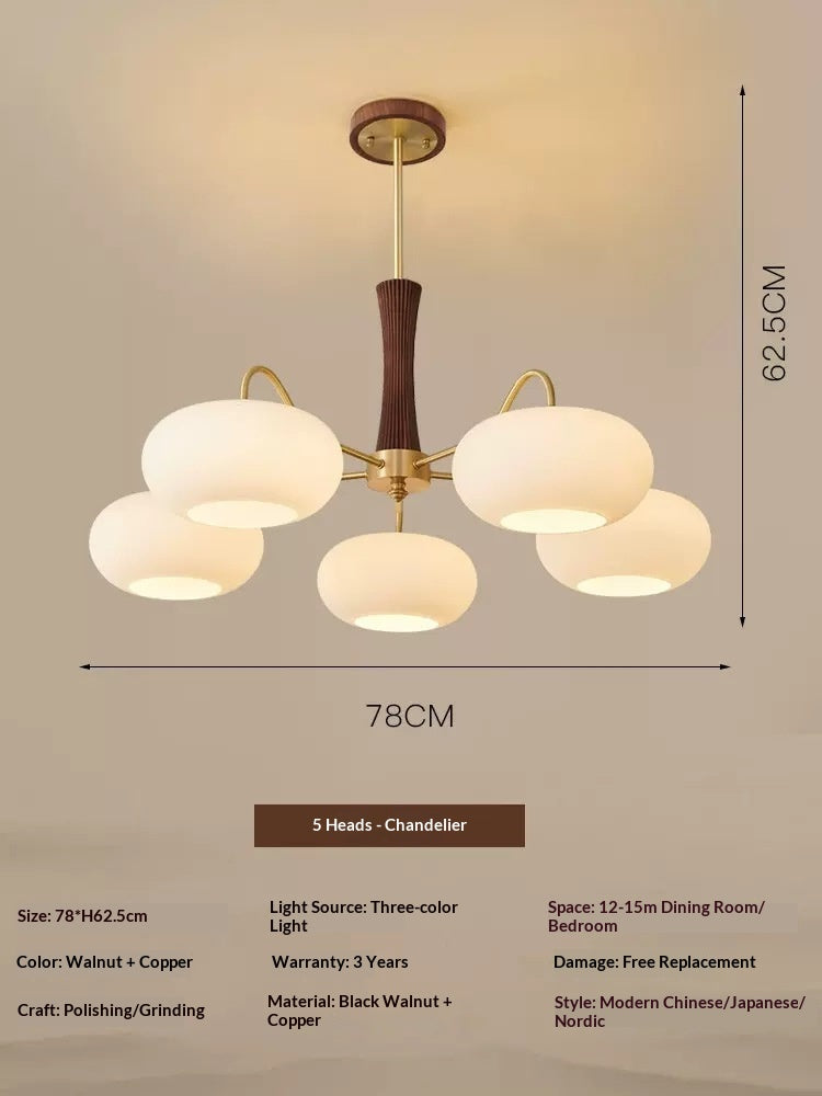 Lampe de chambre et salle à manger de style crémeux Walnut rétro
