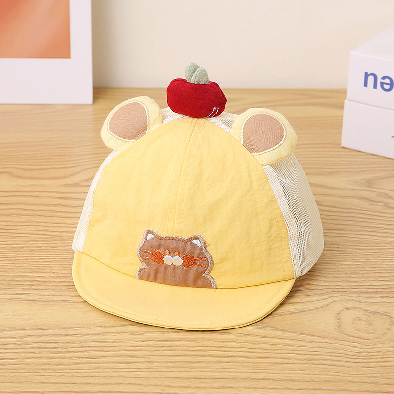 Cartoon pour enfants Chat brodé Patchwork décoratif Apple Tissu net Breat léger