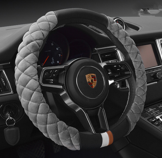 Couverture universelle de volant de voiture Hiver Décoration Mignon 38cm En peluche Empreinte Auto Automo