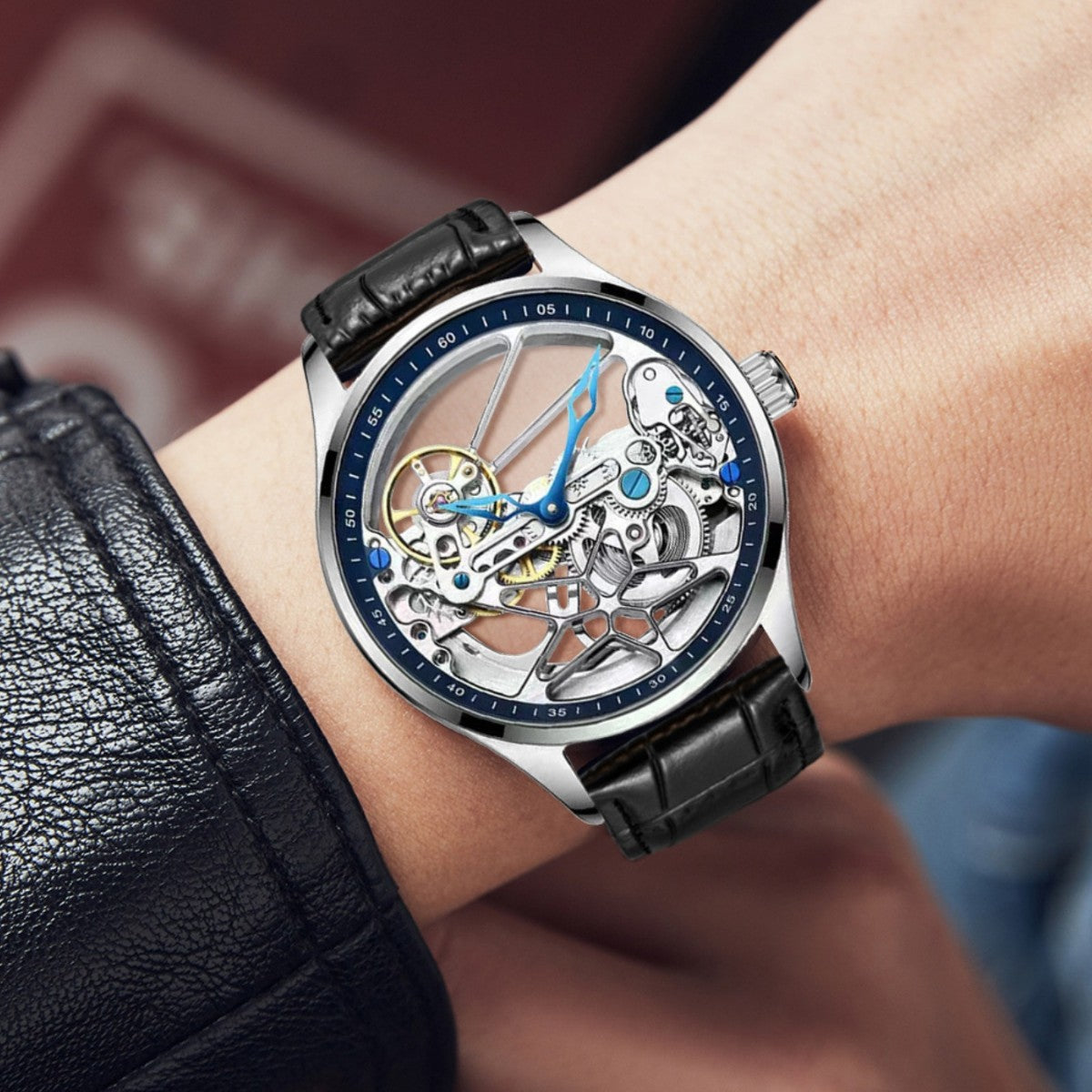Montre mécanique automatique Hollow double face