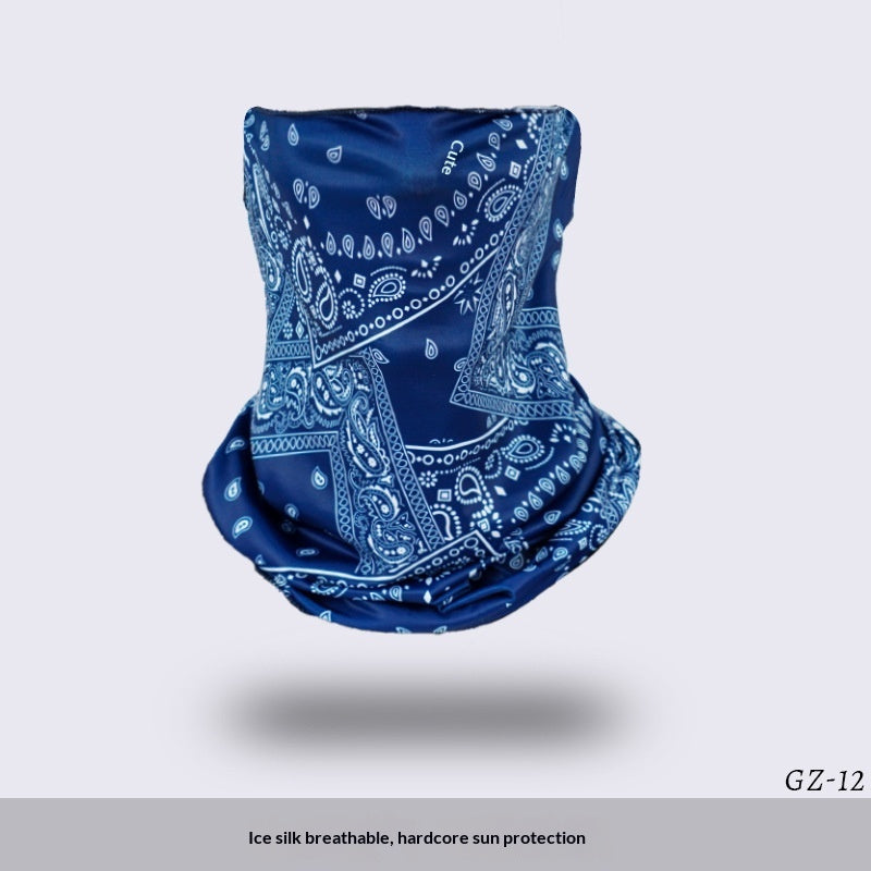 Masque de visage en boucle d'oreille en soie de glace protecteur de cou de sport