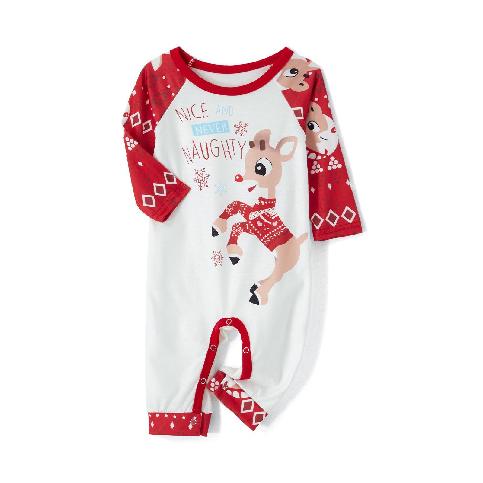 Imprimé Pyjama Noël Parent-enfant Porter Col rond Col Longue Manches
