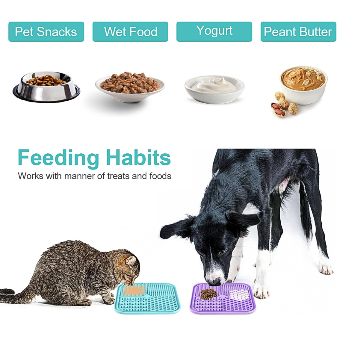 Dog and cat lick mat, pack of 2 with suction cups
