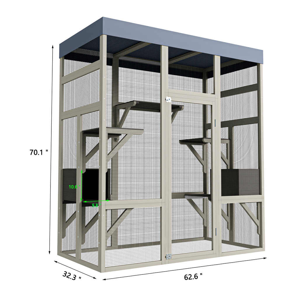 Catio en bois de 62.6" pour chats