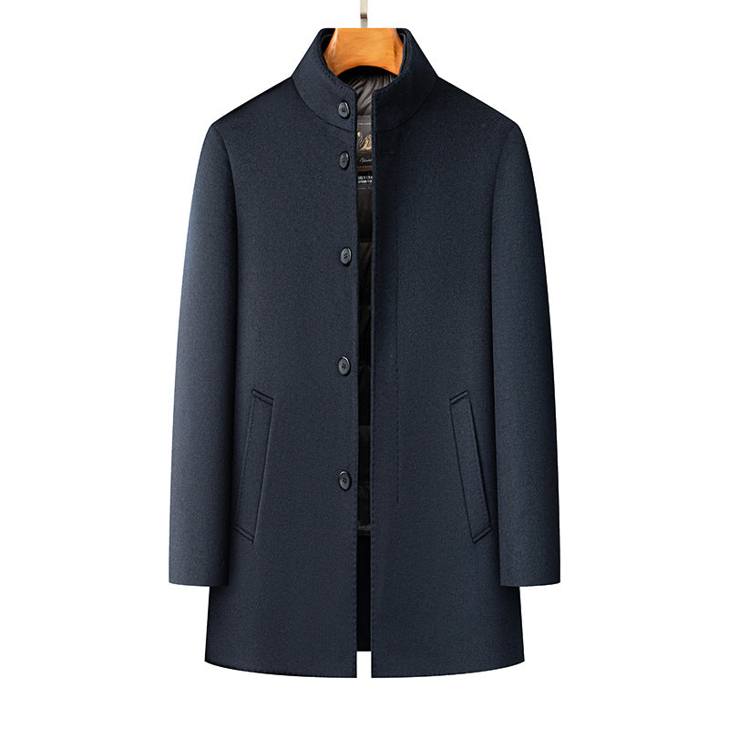 Manteau de laine détachable pour hommes d'hiver épais et résistant au froid