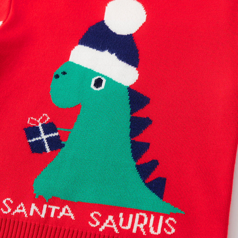 Automne et hiver Noël Dinosaure Garçons Baby Cartoon Basting Sweater