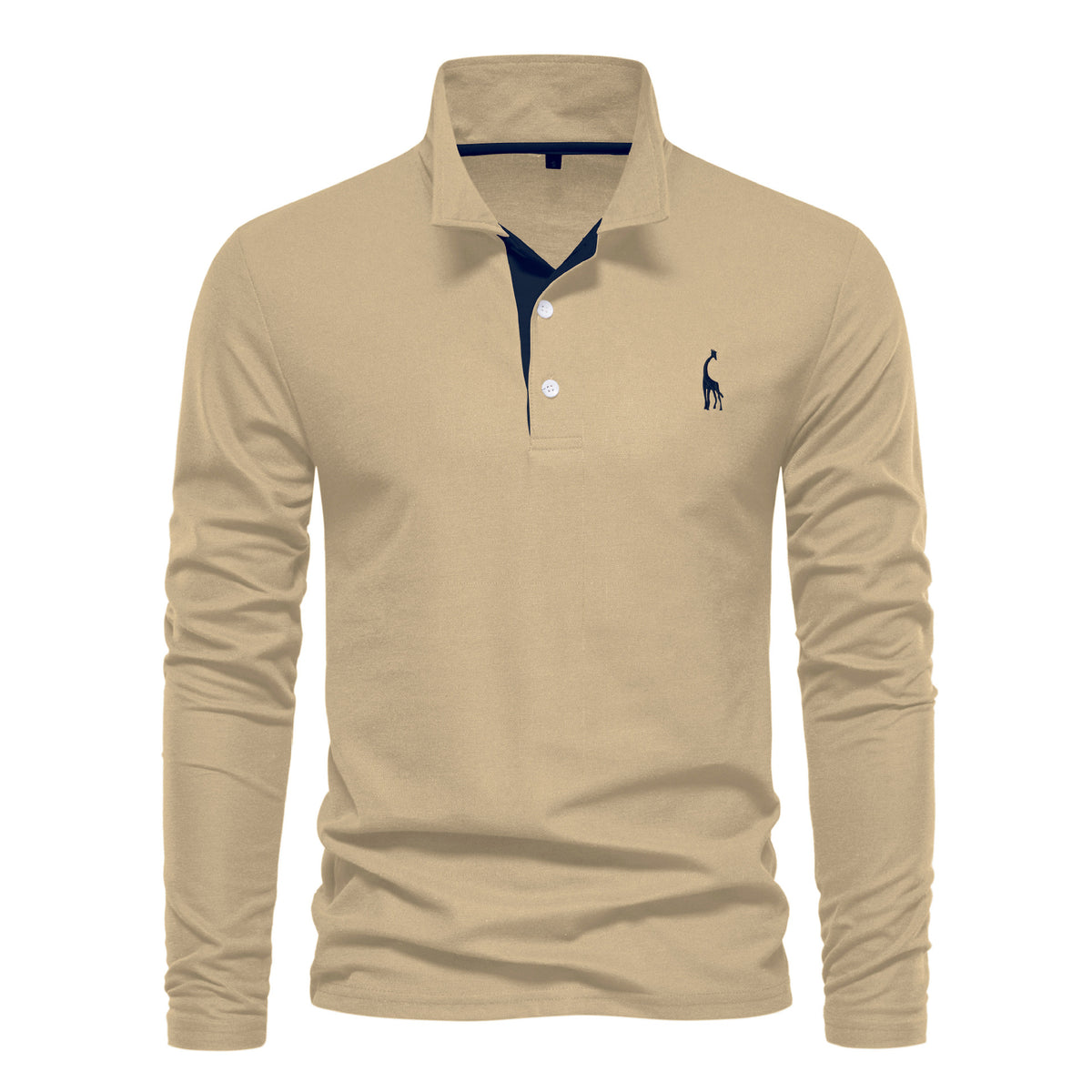 Printemps et automne Lapel Cotton Homme POLO Shirt Mode Casual Homme Broderie Deer Long