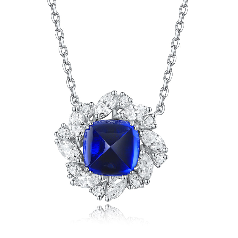 S925 Argent 5.6g Lab-Created Ruby Sapphire Collier émeraude
