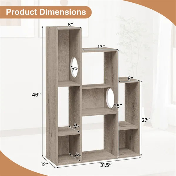 Cabinet de bibliothèque de chat (Chêne gris)