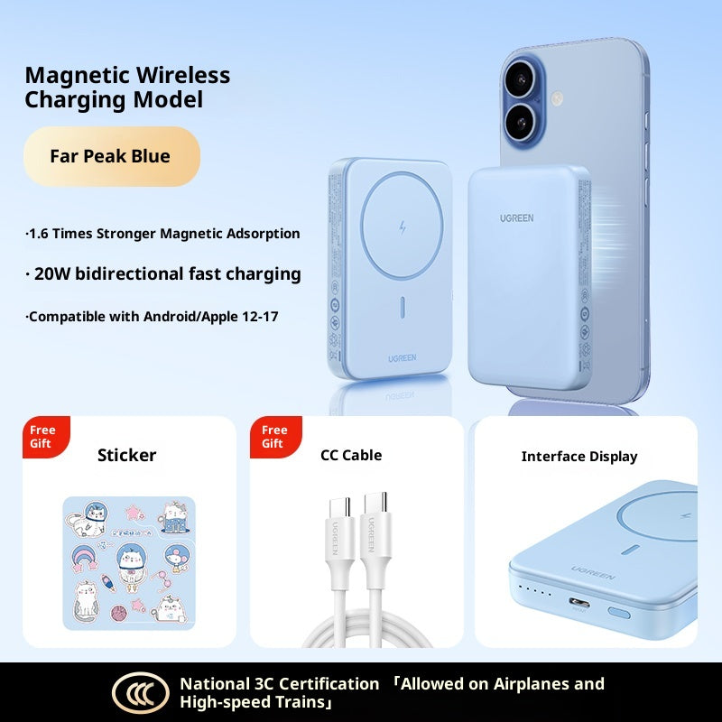 Banque de puissance sans fil magnétique ultra-mince Compact Portable