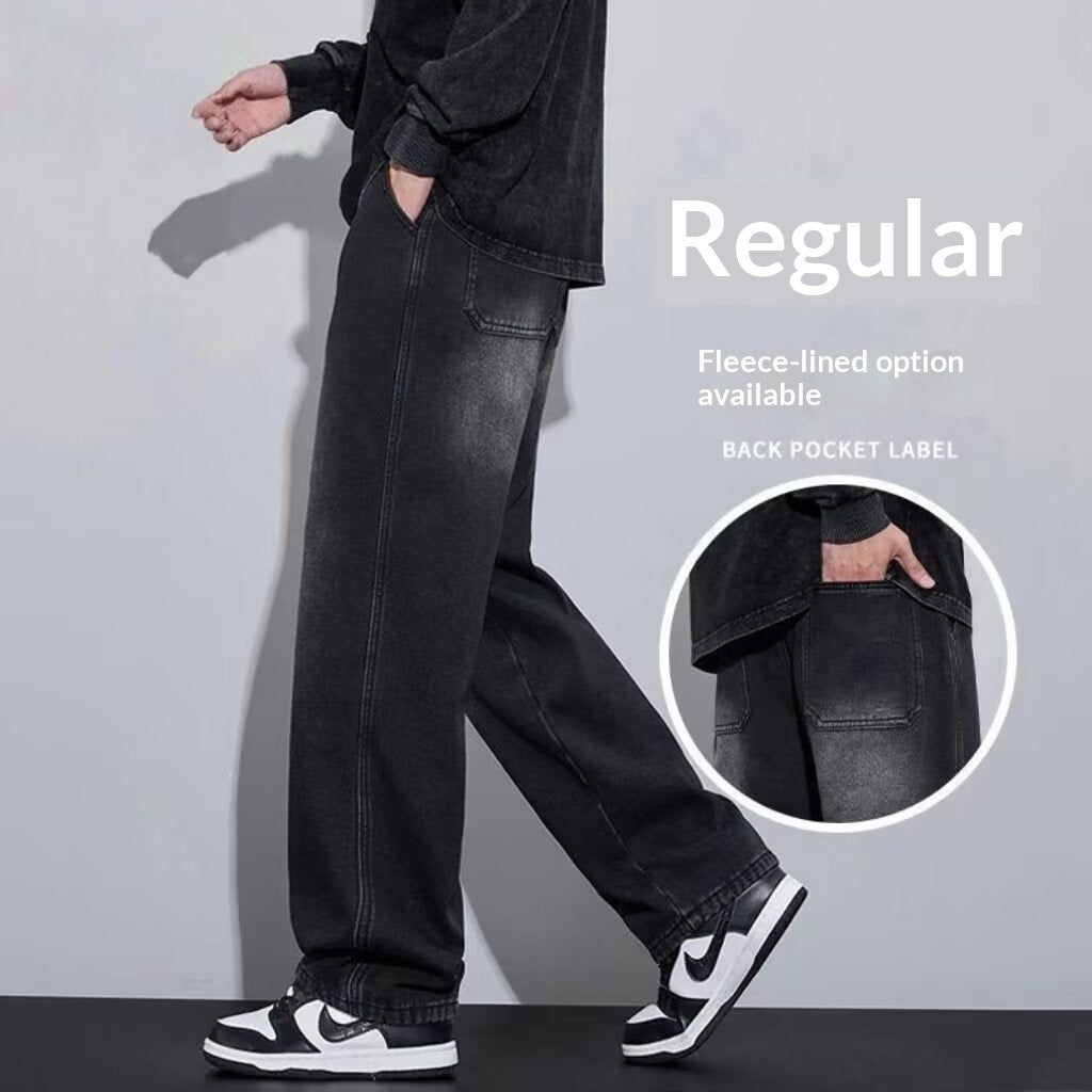 Jeans denim noirs épais pour homme pour l'automne Et l'hiver