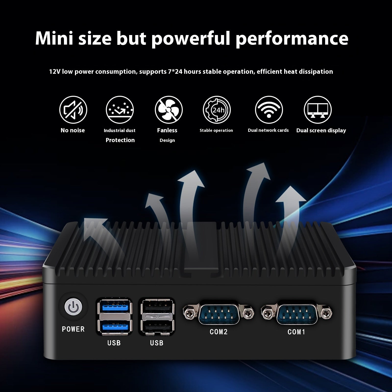 Contrôle industriel Microordinateur à double réseau Quad-core Embedded Fanless Mini-hôte