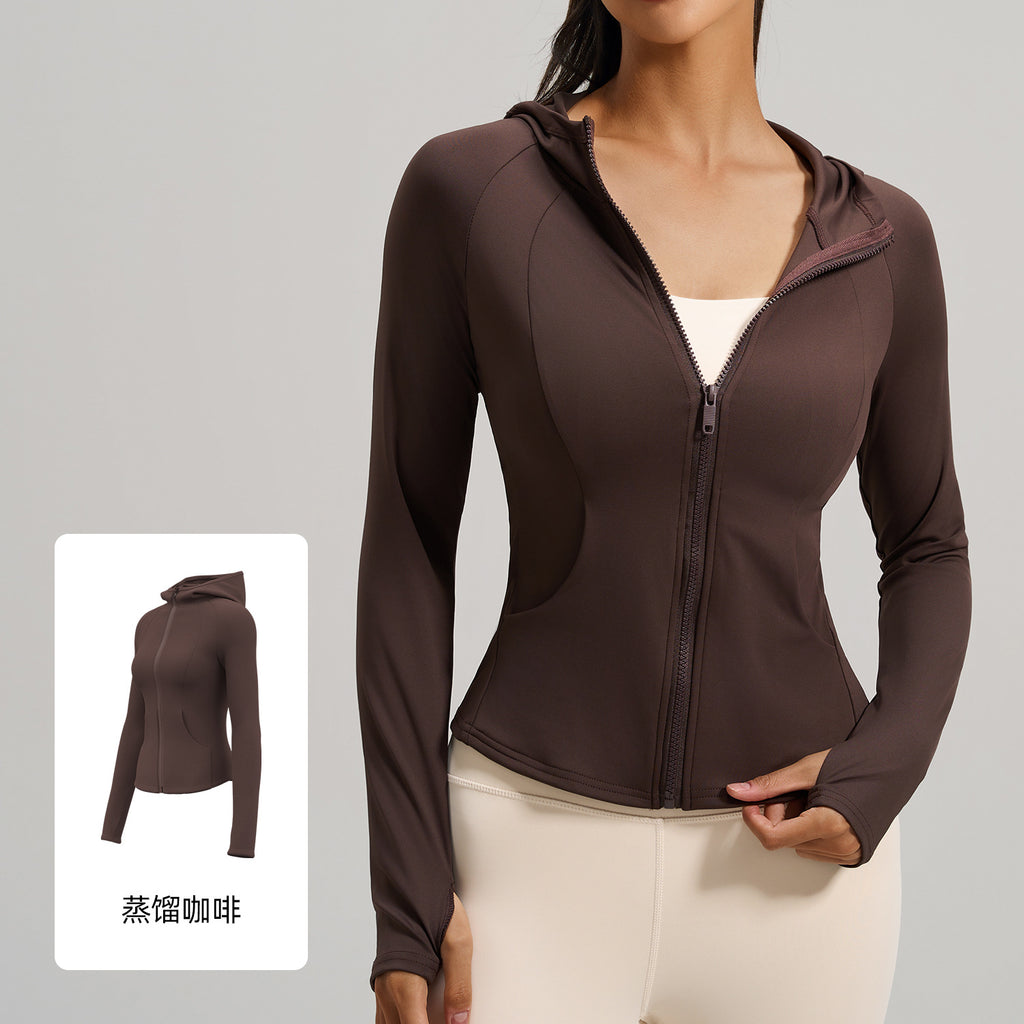 Juyitang printemps femmes à capuche Fitness femmes sport veste de yoga avec pocke