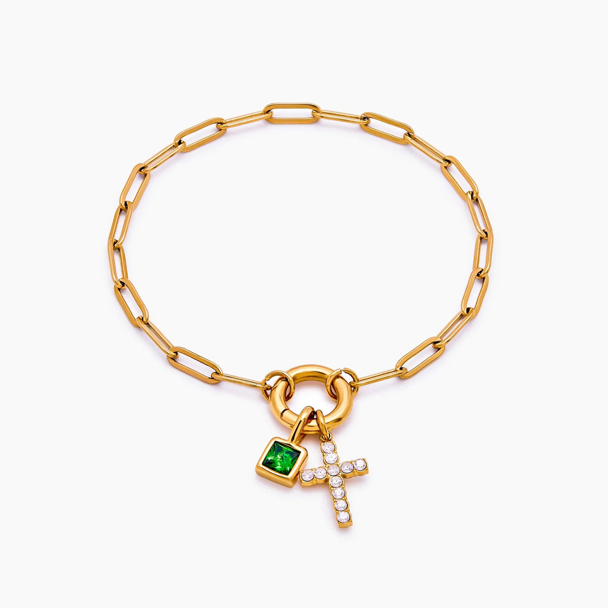 18K gold plated stainless steel paperclip chain bracelet