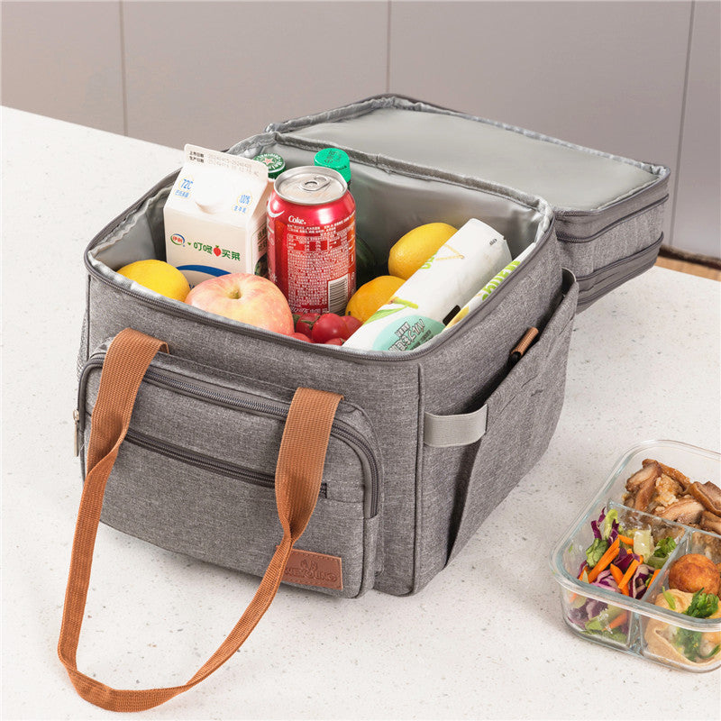 Sac à lunch double couche haute capacité avec isolation thermique pour picnics