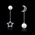 Boucles d'oreilles longue étoile et lune
