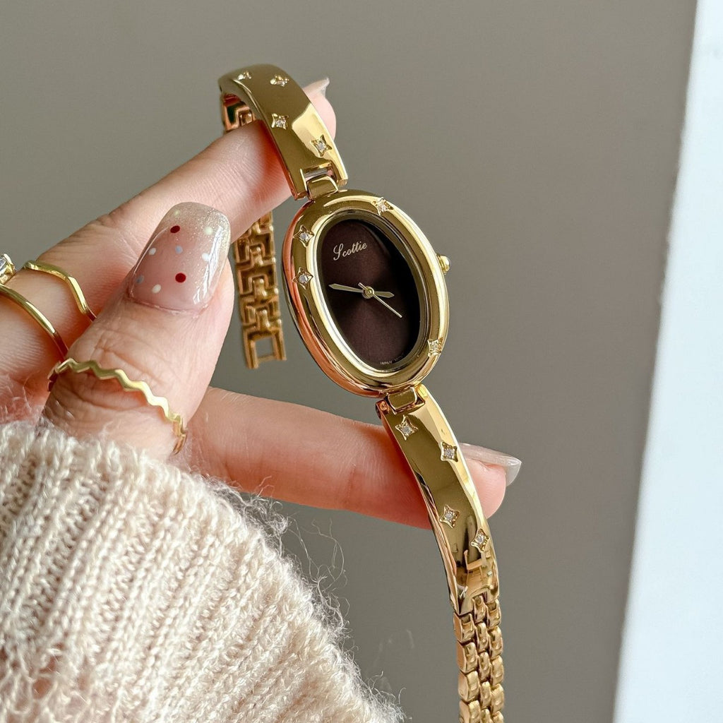 Montre bracelet disque ovale