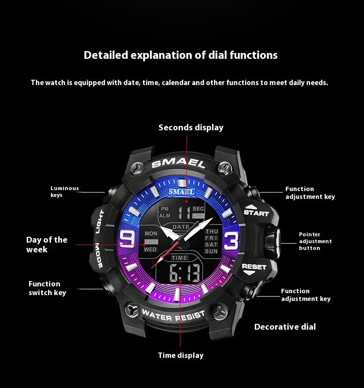 Montre électronique étanche à l'eau de sport
