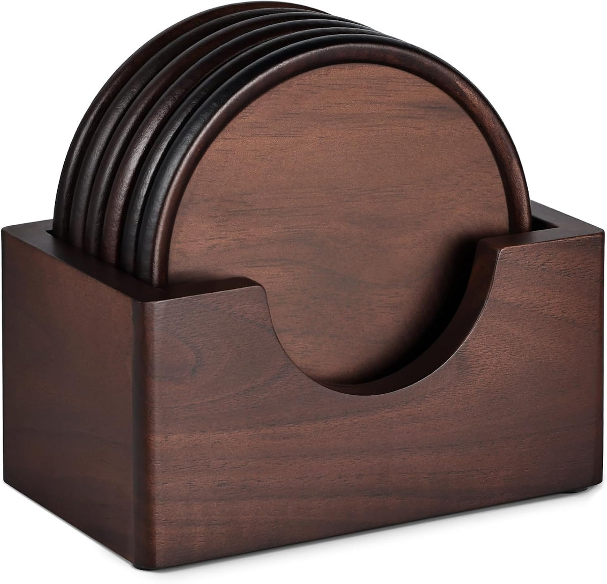 Ensemble de sous-verres en bois de 6 avec support